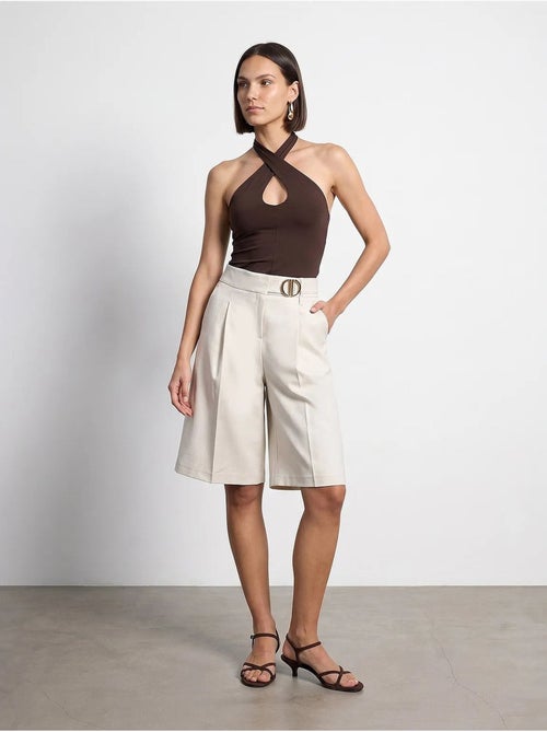 Shorts sartoriali a vita alta a gamba ampia dilvin - Kiabi