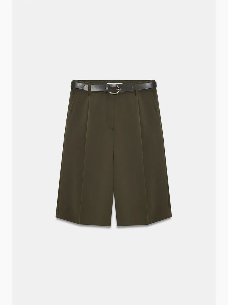 Shorts sartoriali a vita alta a gamba ampia dilvin Verde kaki - Kiabi