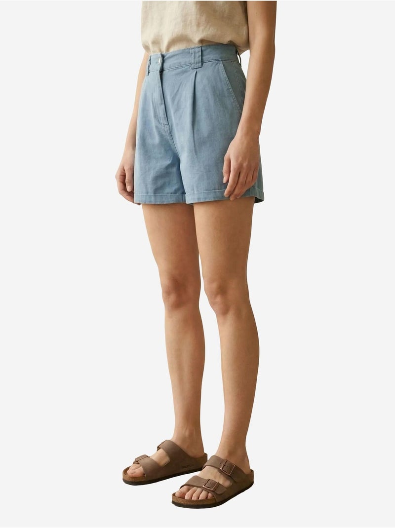 Shorts sartoriali a vita alta a gamba ampia my fashion Blu chiaro - Kiabi
