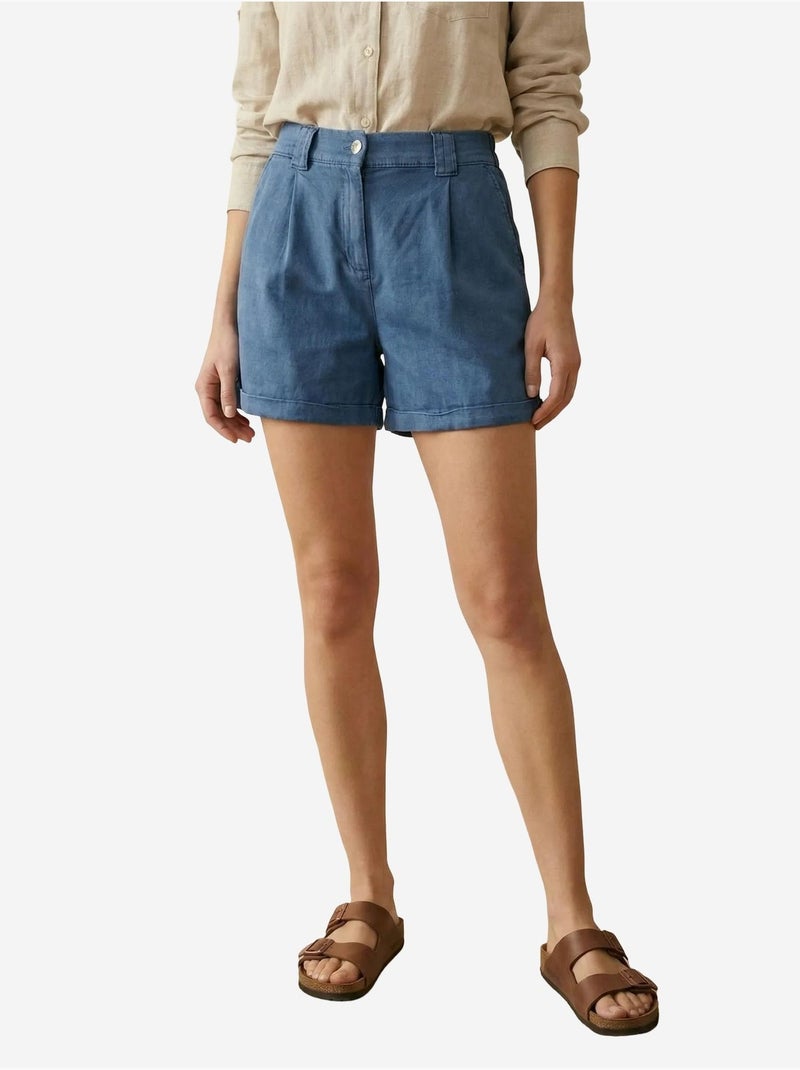 Shorts sartoriali a vita alta a gamba ampia my fashion Blu marino - Kiabi