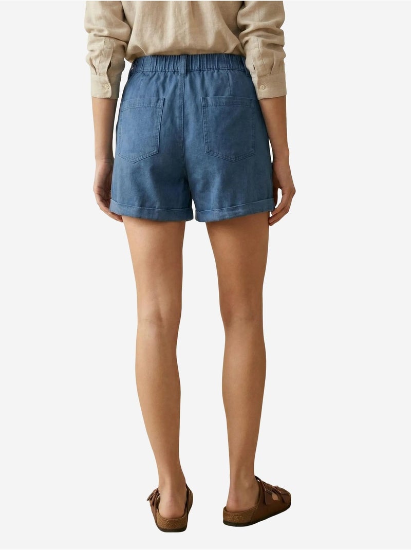 Shorts sartoriali a vita alta a gamba ampia my fashion Blu marino - Kiabi