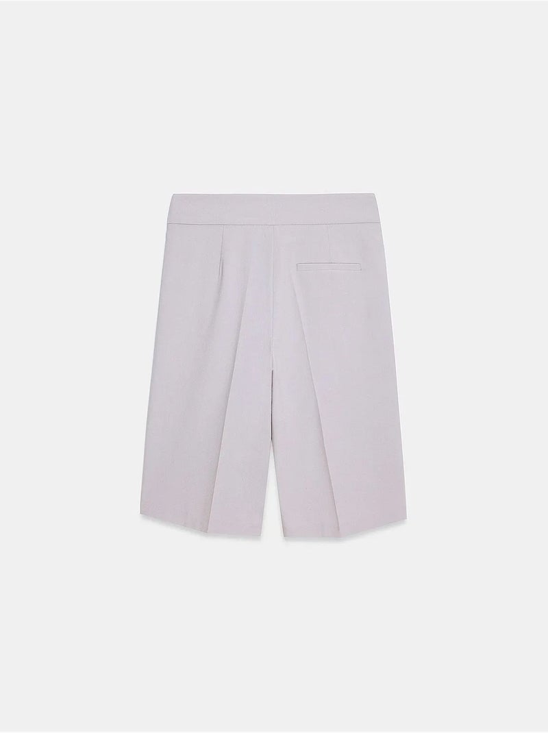 Shorts sartoriali a vita alta a gamba larga con cintura dilvin Grigio chiaro - Kiabi