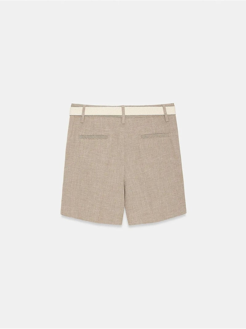 Shorts sartoriali a vita alta con cintura dilvin Beige argilla - Kiabi