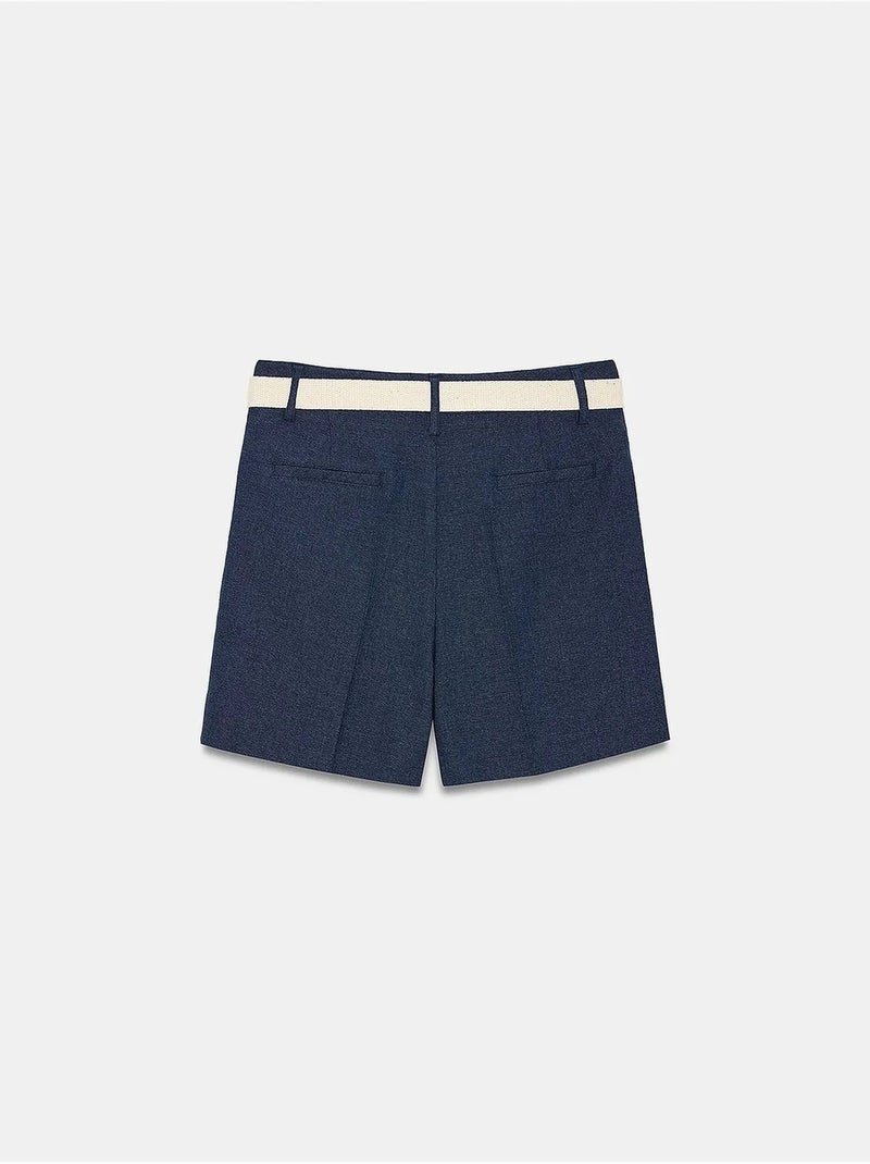 Shorts sartoriali a vita alta con cintura dilvin Blu marino - Kiabi