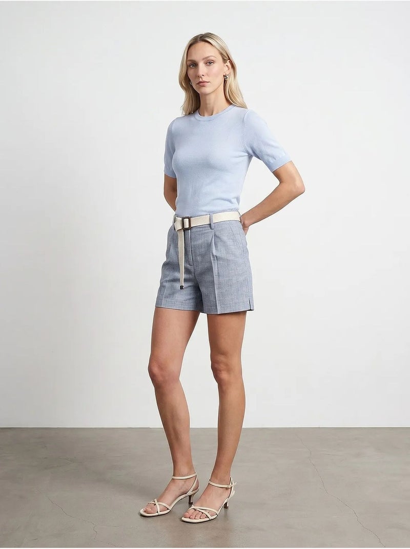 Shorts sartoriali a vita alta con cintura dilvin Blu pastello - Kiabi