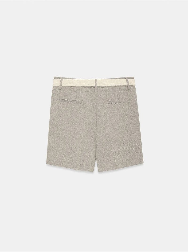 Shorts sartoriali a vita alta con cintura dilvin Grigio chiaro - Kiabi