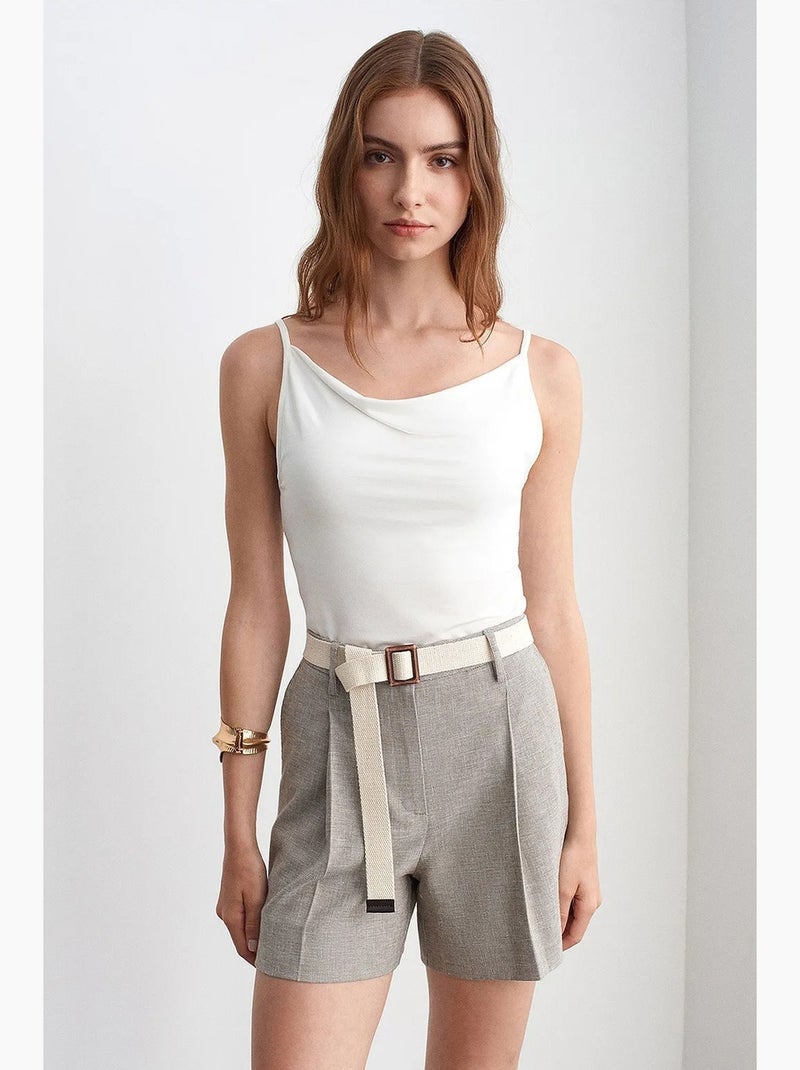 Shorts sartoriali a vita alta con cintura dilvin Grigio chiaro - Kiabi