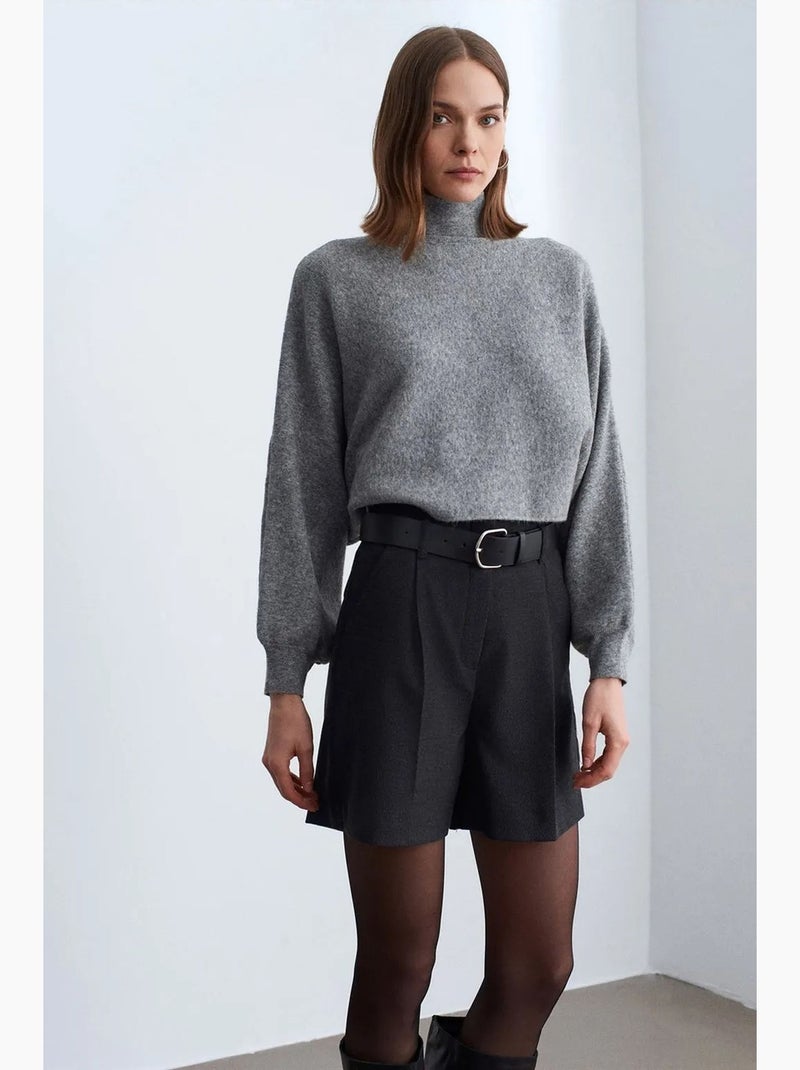 Shorts sartoriali a vita alta con cintura e gamba ampia dilvin Nero - Kiabi