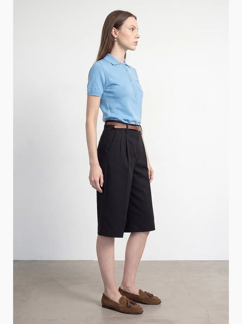 Shorts sartoriali a vita alta con cintura e gamba ampia dilvin Nero - Kiabi