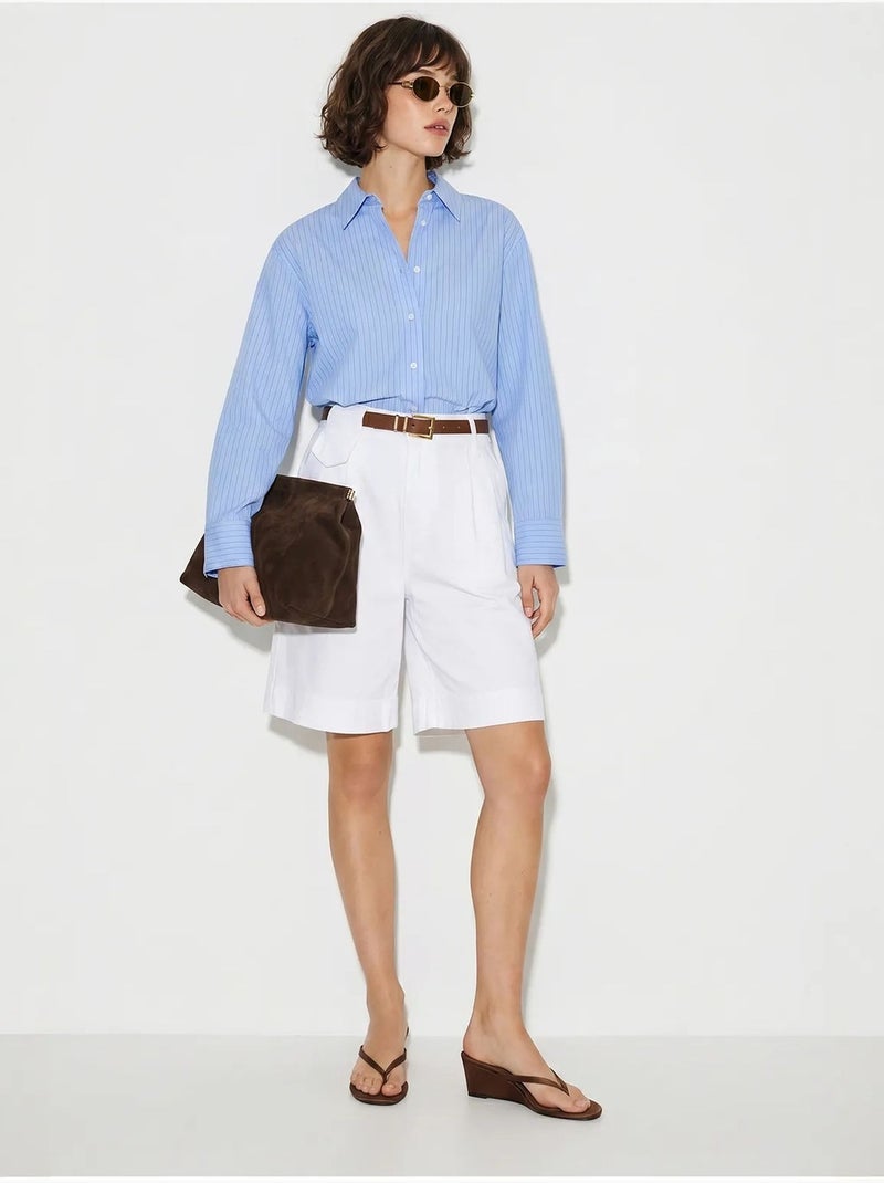 Shorts sartoriali a vita alta con cintura lucci Bianco - Kiabi