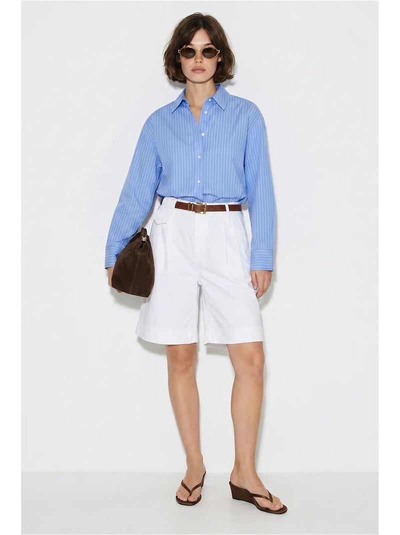 Shorts sartoriali a vita alta con cintura lucci Bianco - Kiabi