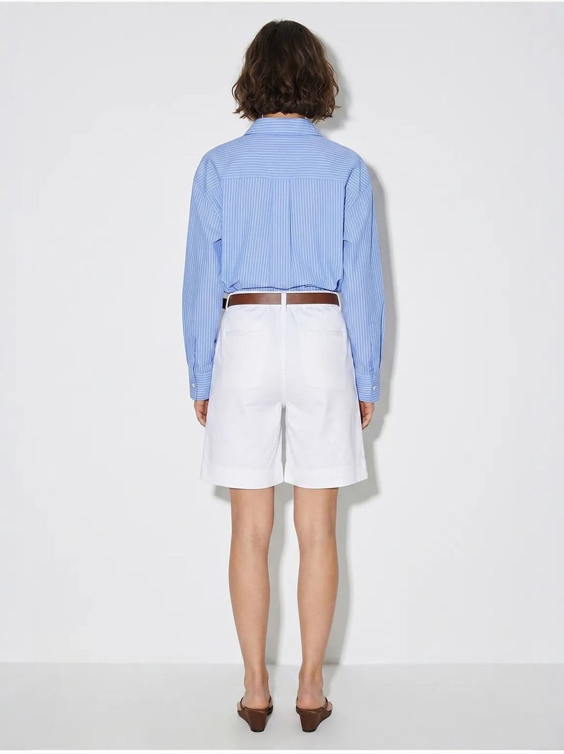 Shorts sartoriali a vita alta con cintura lucci Bianco - Kiabi