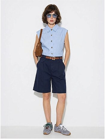 Shorts sartoriali a vita alta con cintura lucci