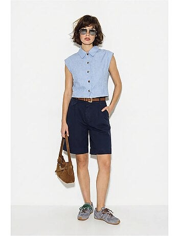 Shorts sartoriali a vita alta con cintura lucci
