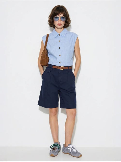 Shorts sartoriali a vita alta con cintura lucci - Kiabi Shorts sartoriali a vita alta con cintura lucci - Kiabi