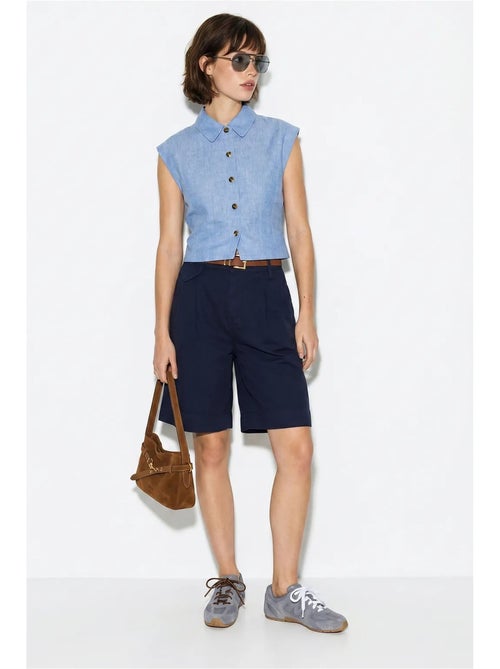 Shorts sartoriali a vita alta con cintura lucci - Kiabi Shorts sartoriali a vita alta con cintura lucci - Kiabi