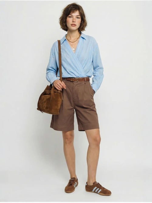 Shorts sartoriali a vita alta con cintura lucci - Kiabi Shorts sartoriali a vita alta con cintura lucci - Kiabi