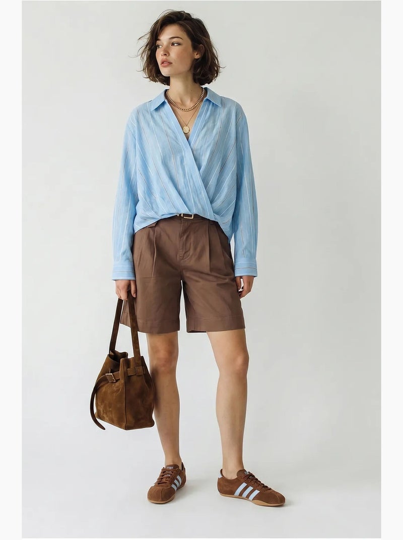 Shorts sartoriali a vita alta con cintura lucci Marrone - Kiabi