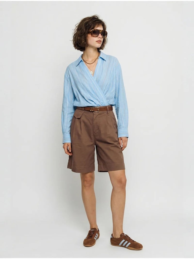 Shorts sartoriali a vita alta con cintura lucci Marrone - Kiabi