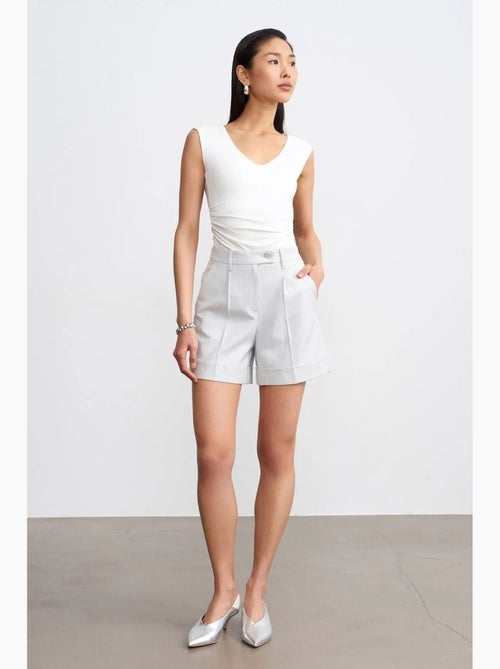 Shorts sartoriali a vita alta in tessuto dilvin - Kiabi