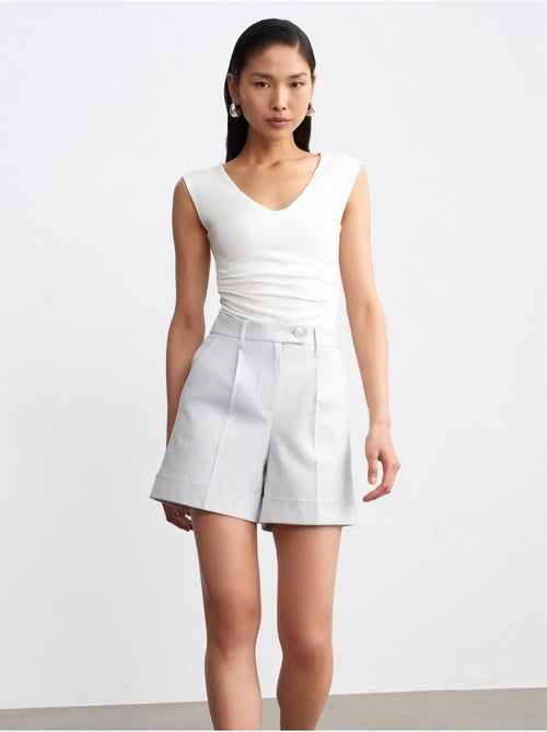 Shorts sartoriali a vita alta in tessuto dilvin - Kiabi