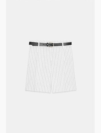Shorts sartoriali in crêpe a righe a vita alta dilvin
