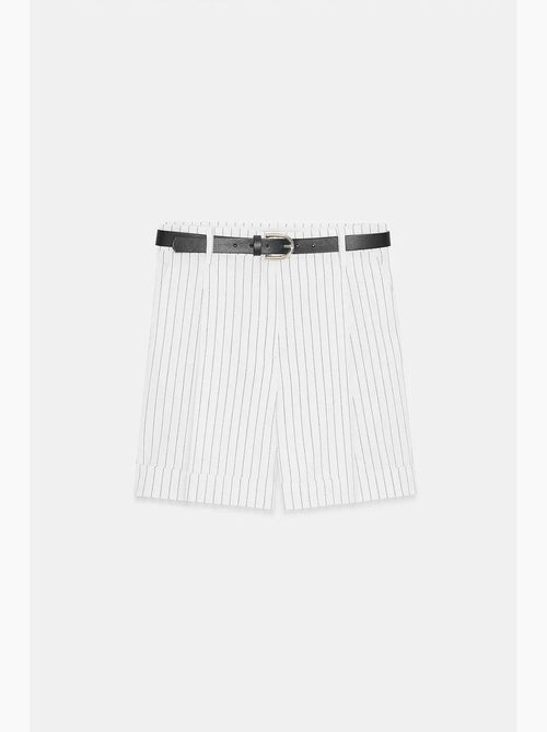 Shorts sartoriali in crêpe a righe a vita alta dilvin - Kiabi