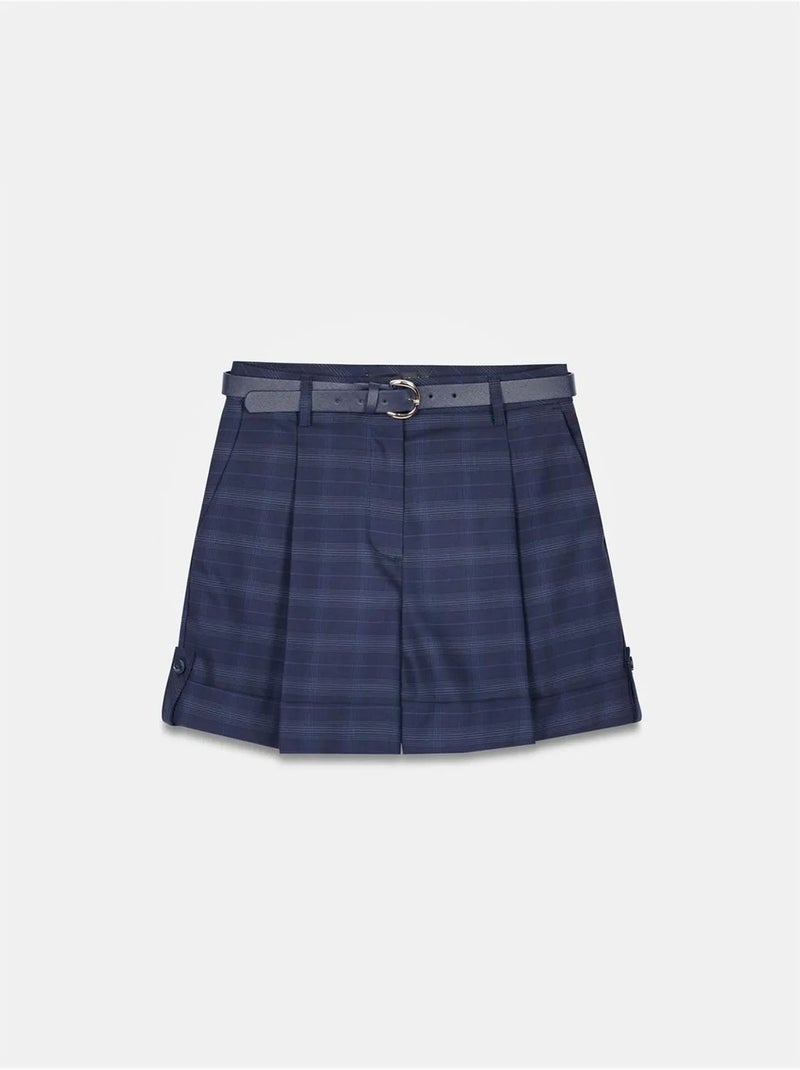 Shorts sartoriali in crêpe a vita alta con cintura dilvin Blu marino - Kiabi