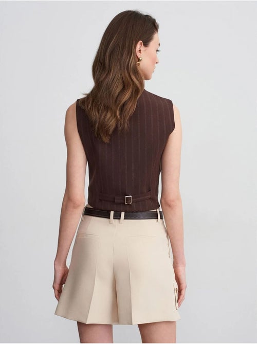 Shorts sartoriali in crêpe a vita alta con cintura - Kiabi