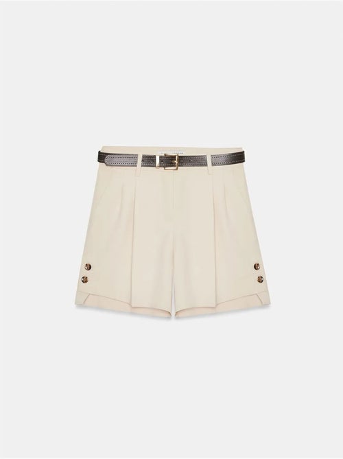 Shorts sartoriali in crêpe a vita alta con cintura - Kiabi