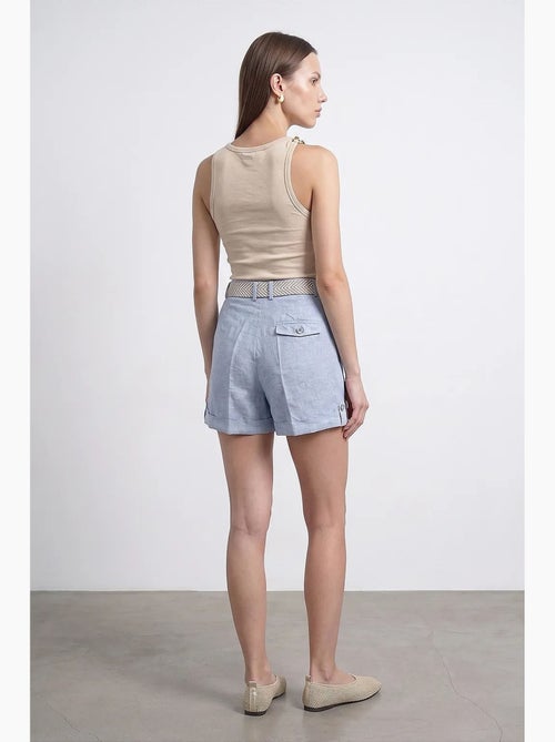 Shorts sartoriali in lino da donna a vita alta dilvin - Kiabi Shorts sartoriali in lino da donna a vita alta dilvin - Kiabi