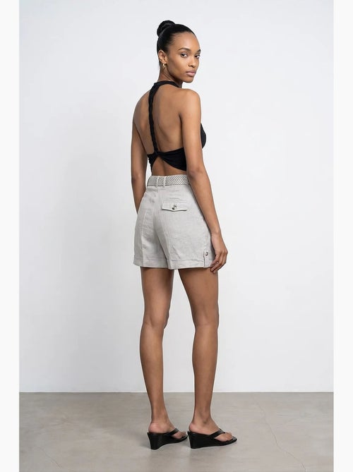 Shorts sartoriali in lino da donna a vita alta dilvin - Kiabi