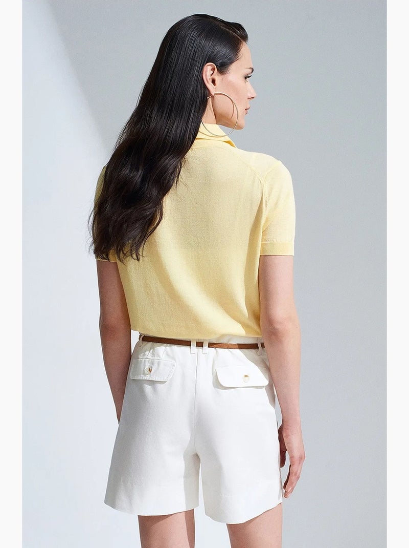 Shorts sartoriali in popeline a vita alta con cintura dilvin Bianco - Kiabi