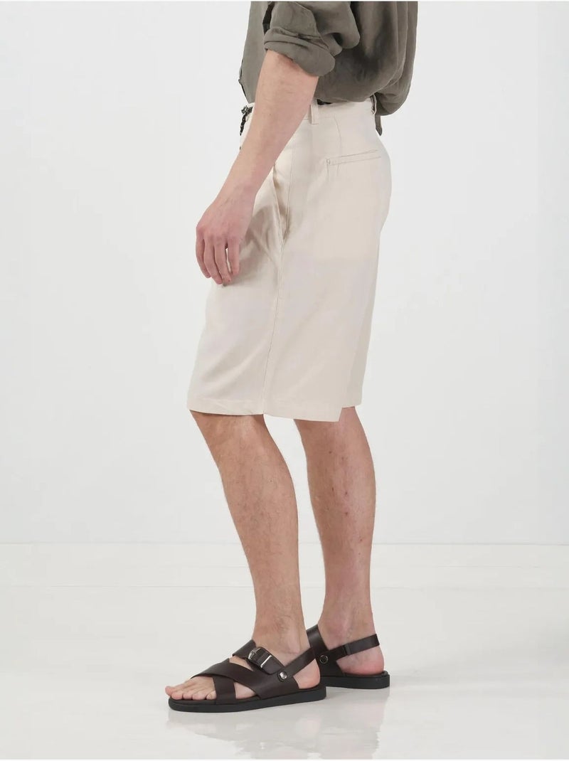 Shorts sartoriali in tencel a vita alta e gamba ampia giesto Beige argilla - Kiabi