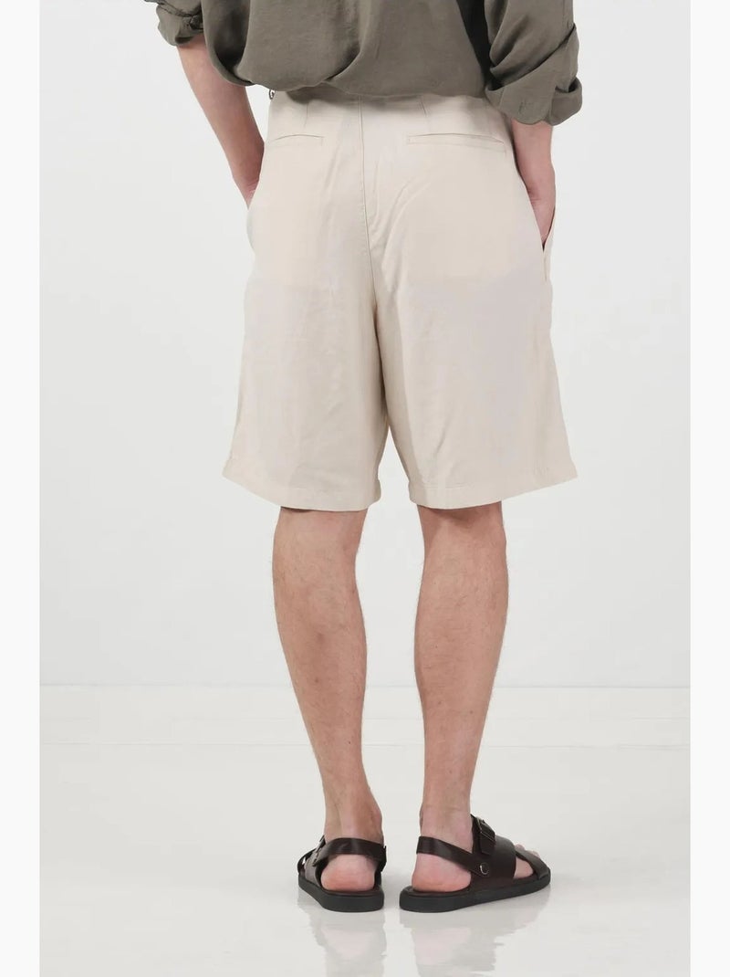 Shorts sartoriali in tencel a vita alta e gamba ampia giesto Beige argilla - Kiabi