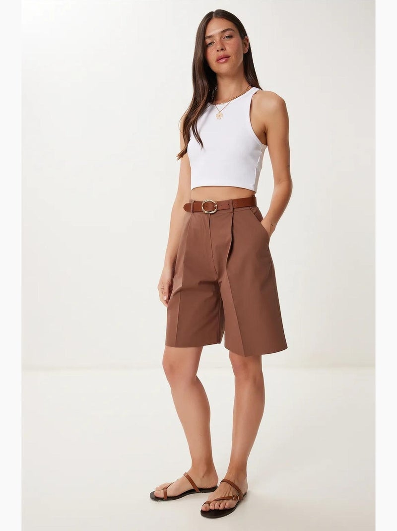 Shorts sartoriali intrecciati con cintura istanbul Marrone cioccolato - Kiabi