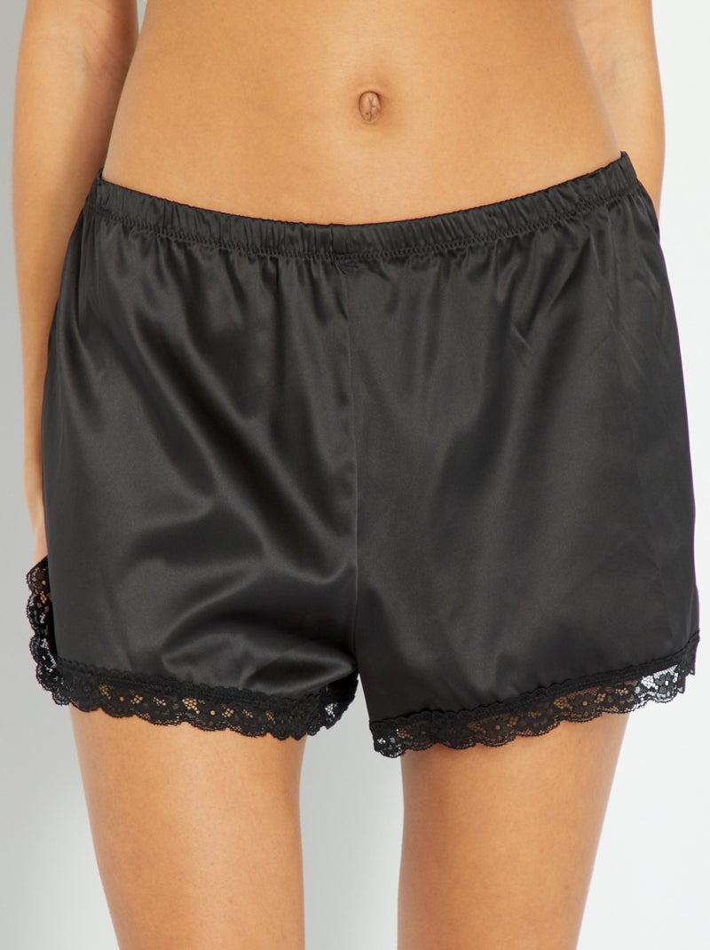 Shorts satinati con pizzo nero - Kiabi