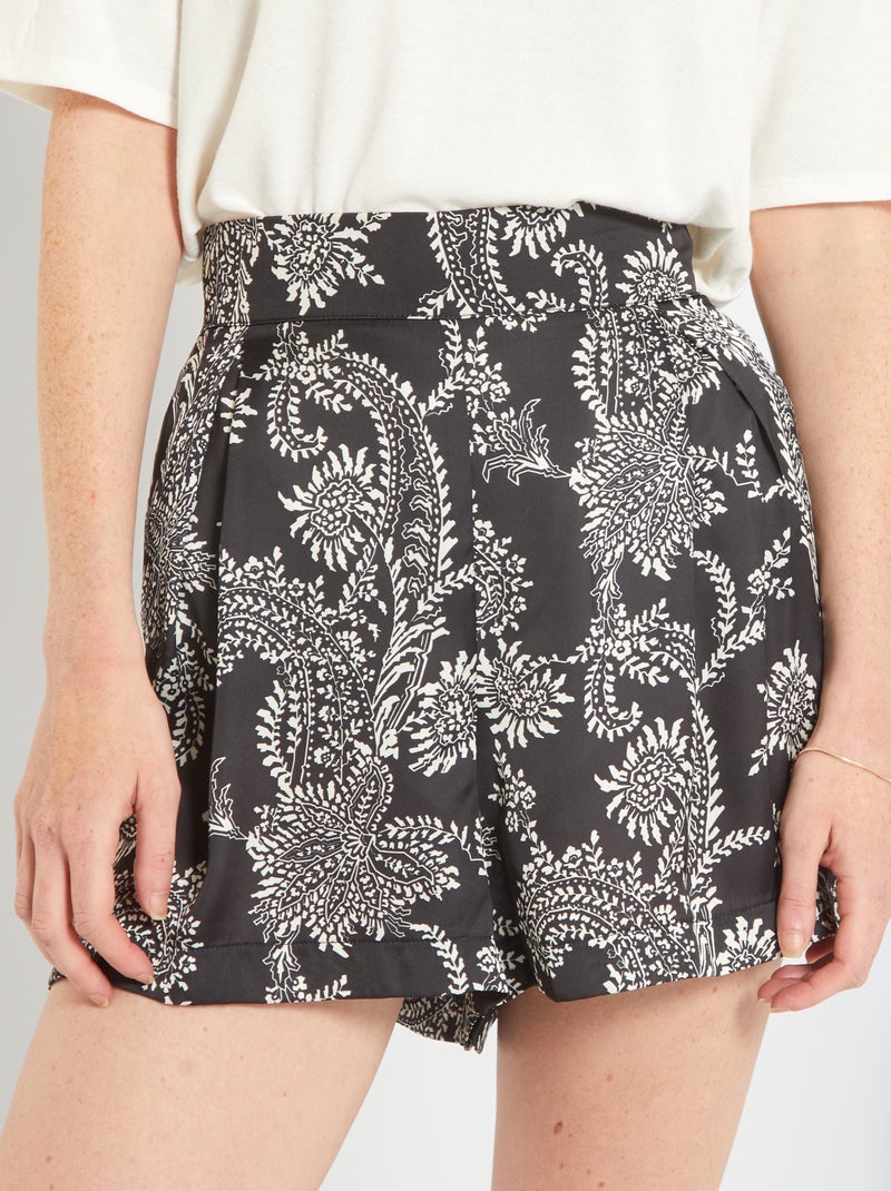 Shorts satinati morbidi 'floreali' NERO - Kiabi