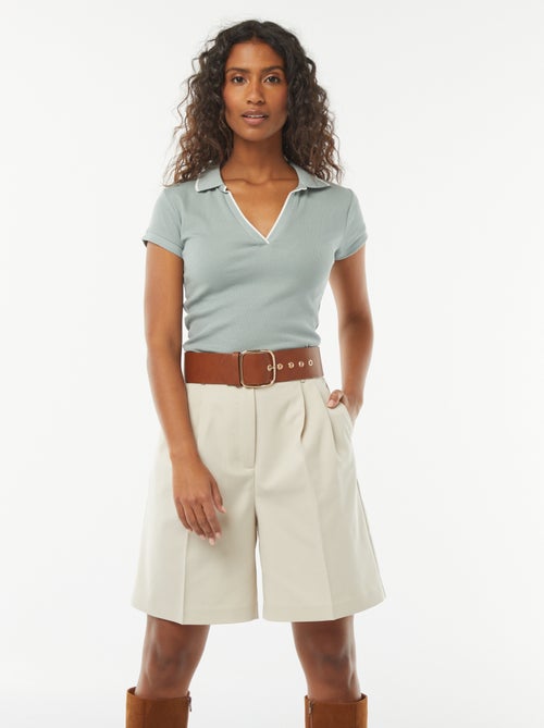 Shorts tinta unita a vita alta - Kiabi