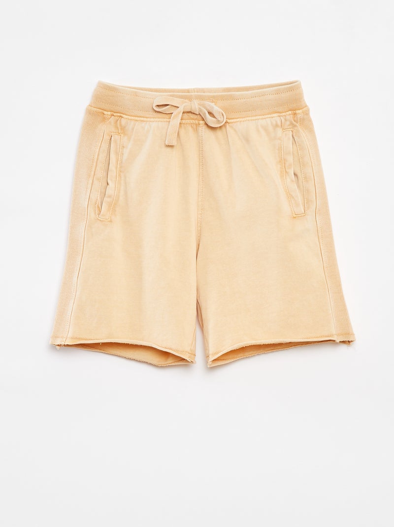 Shorts tinta unita con effetto delavé Beige - Kiabi