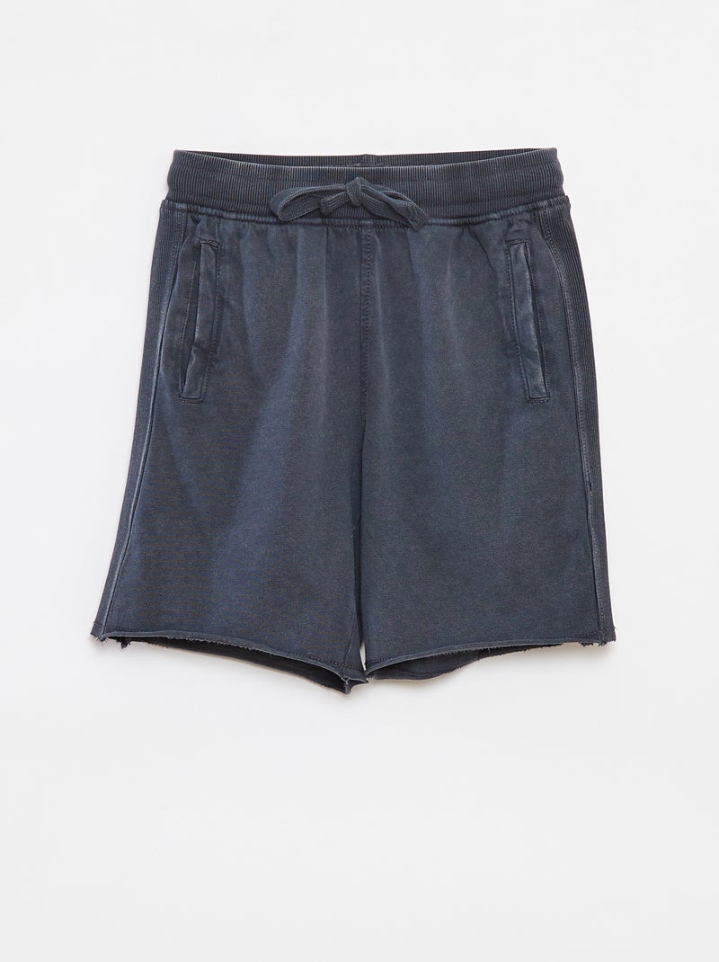 Shorts tinta unita con effetto delavé Nero - Kiabi