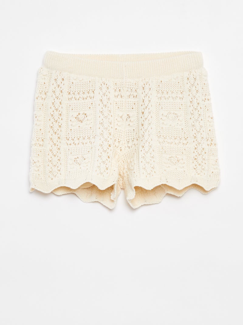 Shorts tinta unita lavorati all'uncinetto BIANCO - Kiabi