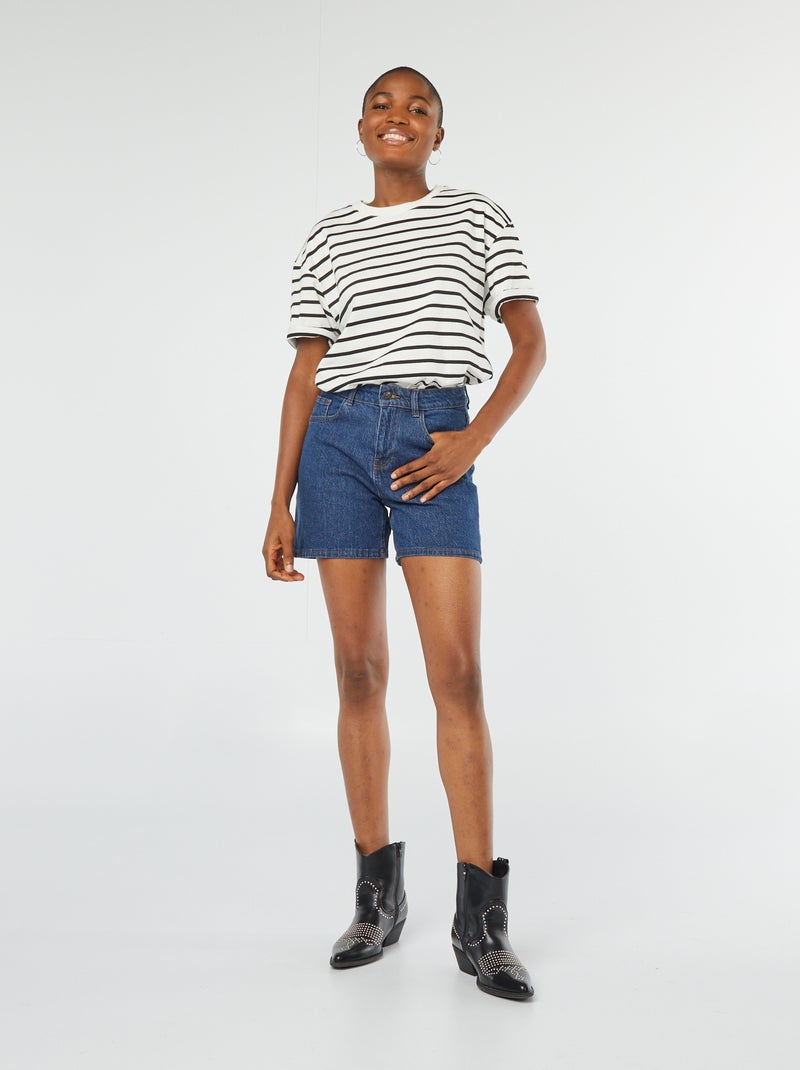 Shorts vita alta in jeans BLU - Kiabi