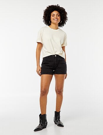 Shorts vita alta in jeans con 4 tasche applicate