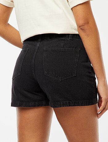 Shorts vita alta in jeans con 4 tasche applicate