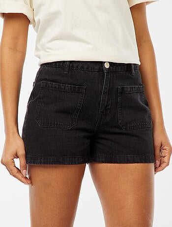 Shorts vita alta in jeans con 4 tasche applicate