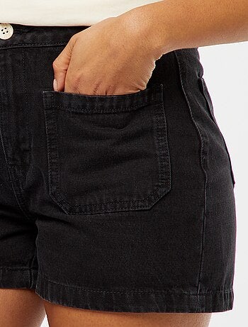 Shorts vita alta in jeans con 4 tasche applicate