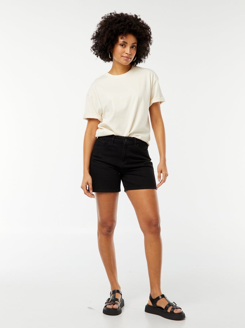 Shorts vita alta in jeans NERO - Kiabi