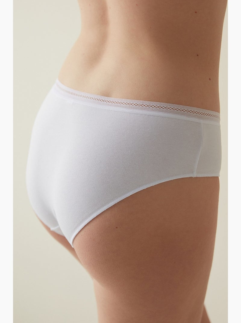 Shorty in cotone con bordo penti Bianco - Kiabi