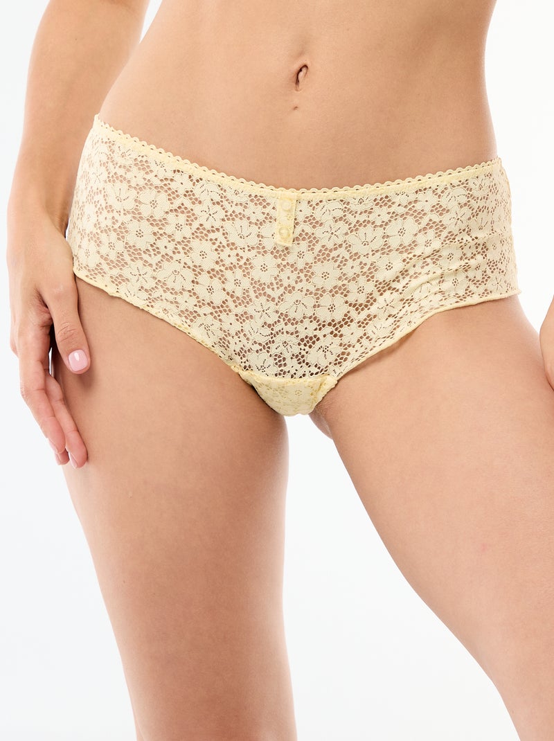 Shorty in pizzo fiorito trasparente Giallo - Kiabi